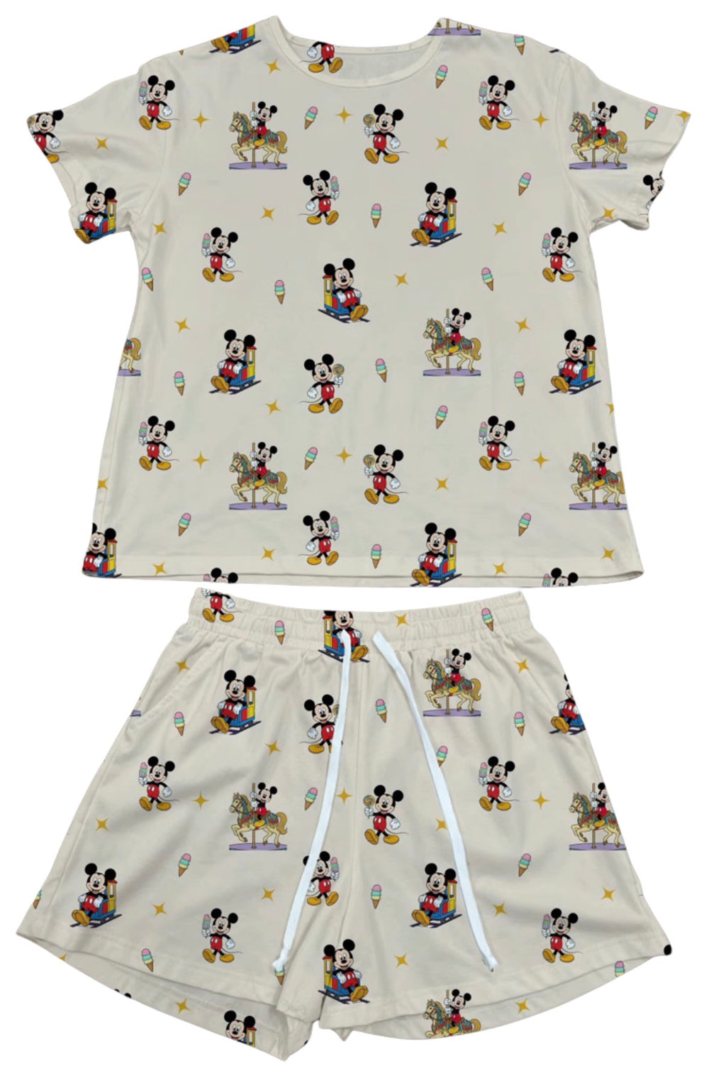 Mickey Beige Waffle Knit Child and Women 100% Cotton