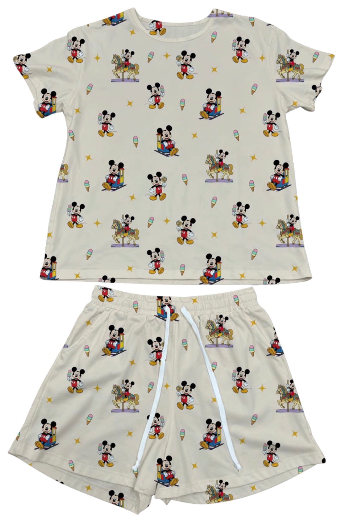 Mickey Beige Waffle Knit Child and Women 100% Cotton