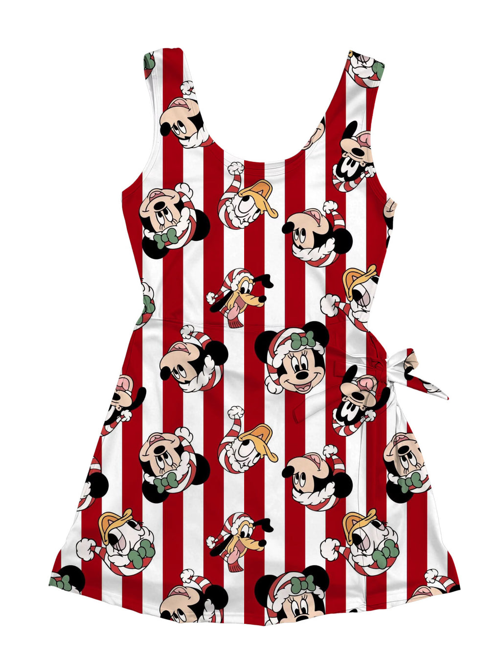 Christmas Candy Cane Wrap Dress Girls and Women with Hair Bow