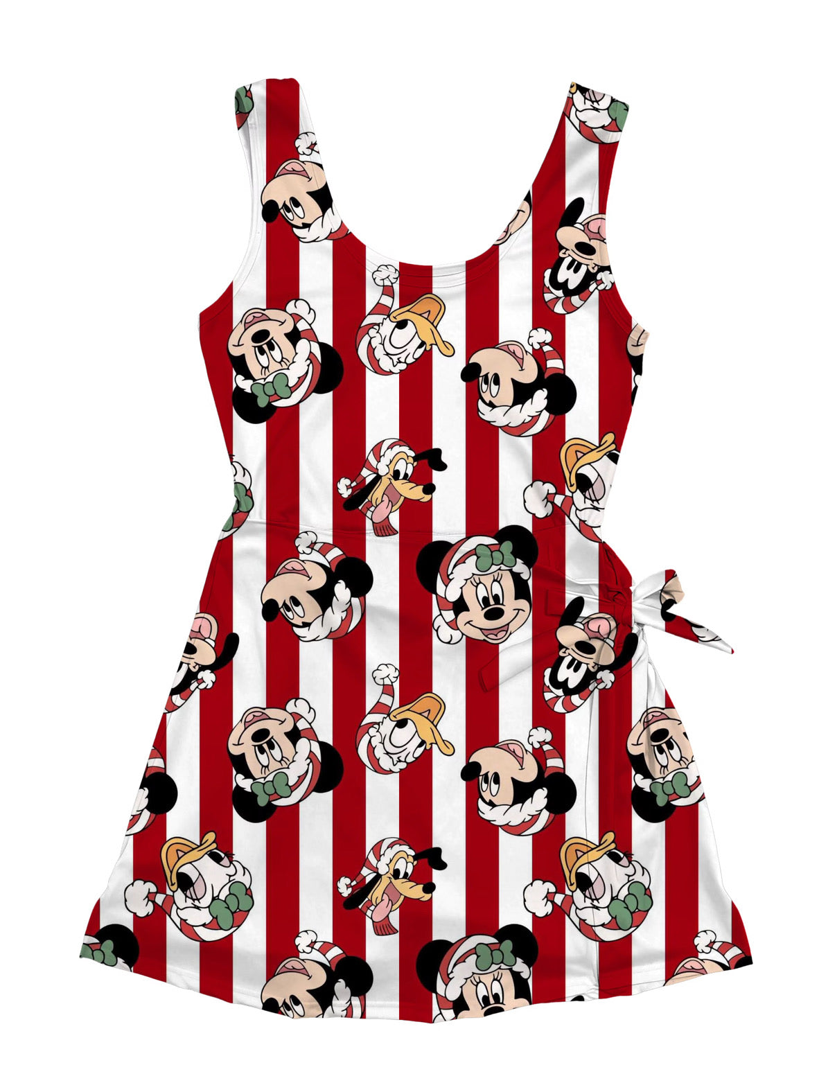 Christmas Candy Cane Wrap Dress Girls and Women with Hair Bow