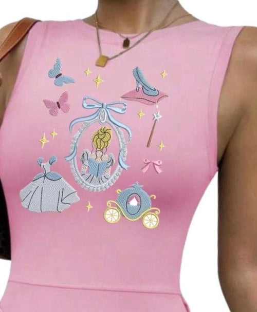 Cinderella Disney Tennis Dress, Disney Outfit For Women, Cinderella embroidered dress