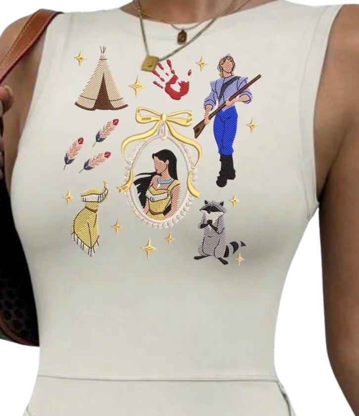 Pocahontas Disney Tennis Dress, Disney Outfit For Women, Pocahontas embroidered dress