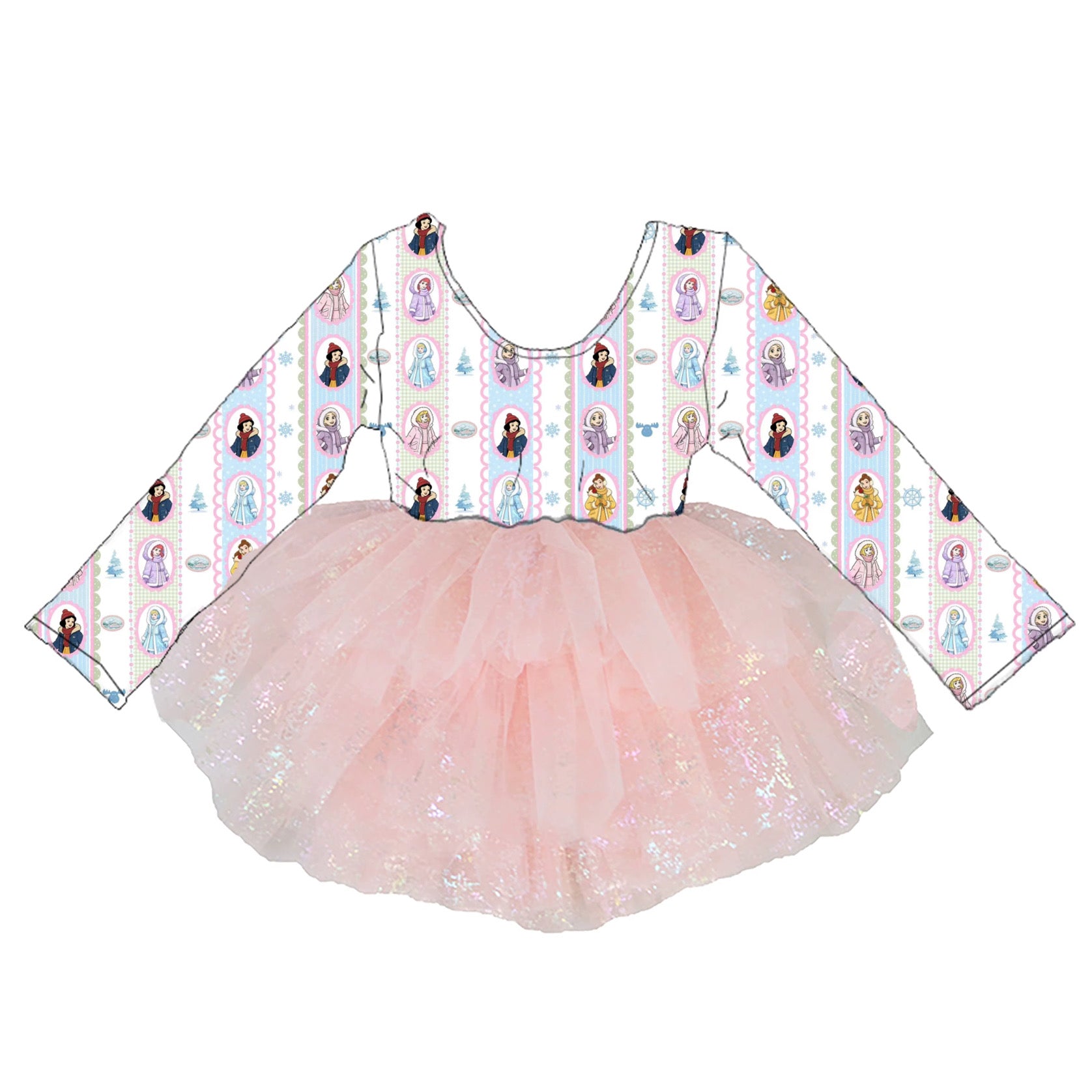 Long Sleeve Alaska Princess Cruise tutu Girls Dress