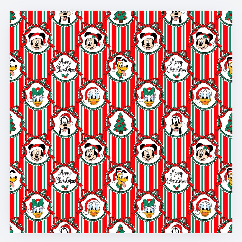 Red Christmas Stripe Hair Bow Clip
