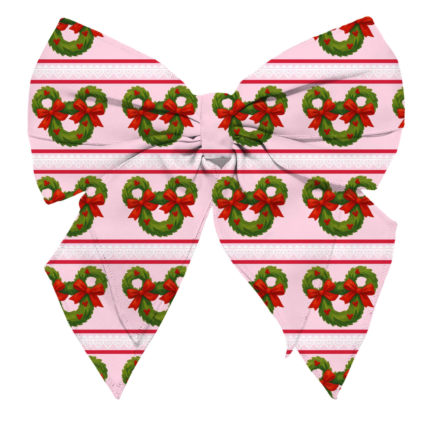 Pink Christmas Stripe Hair Bow Clip
