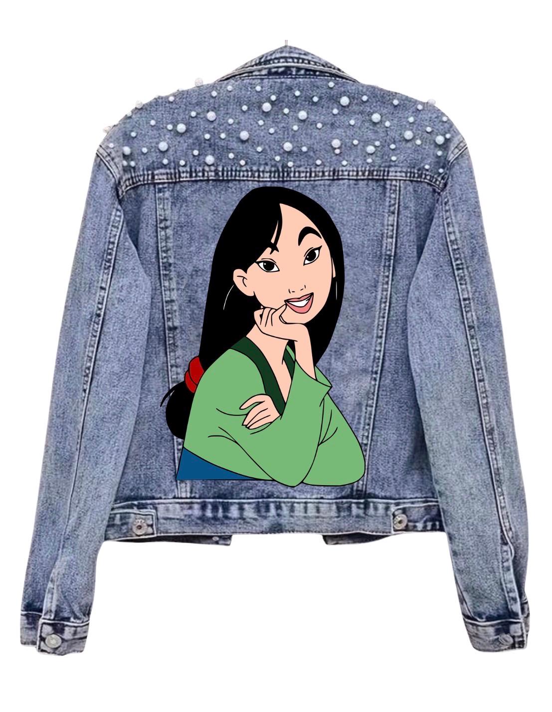 Princess Denim Disney Jacket, Custon  Disney Jean Jacket, Pearl Embellished Jacket, Disney Trip Outfit Disneyland Jacket, Disney World Outfi