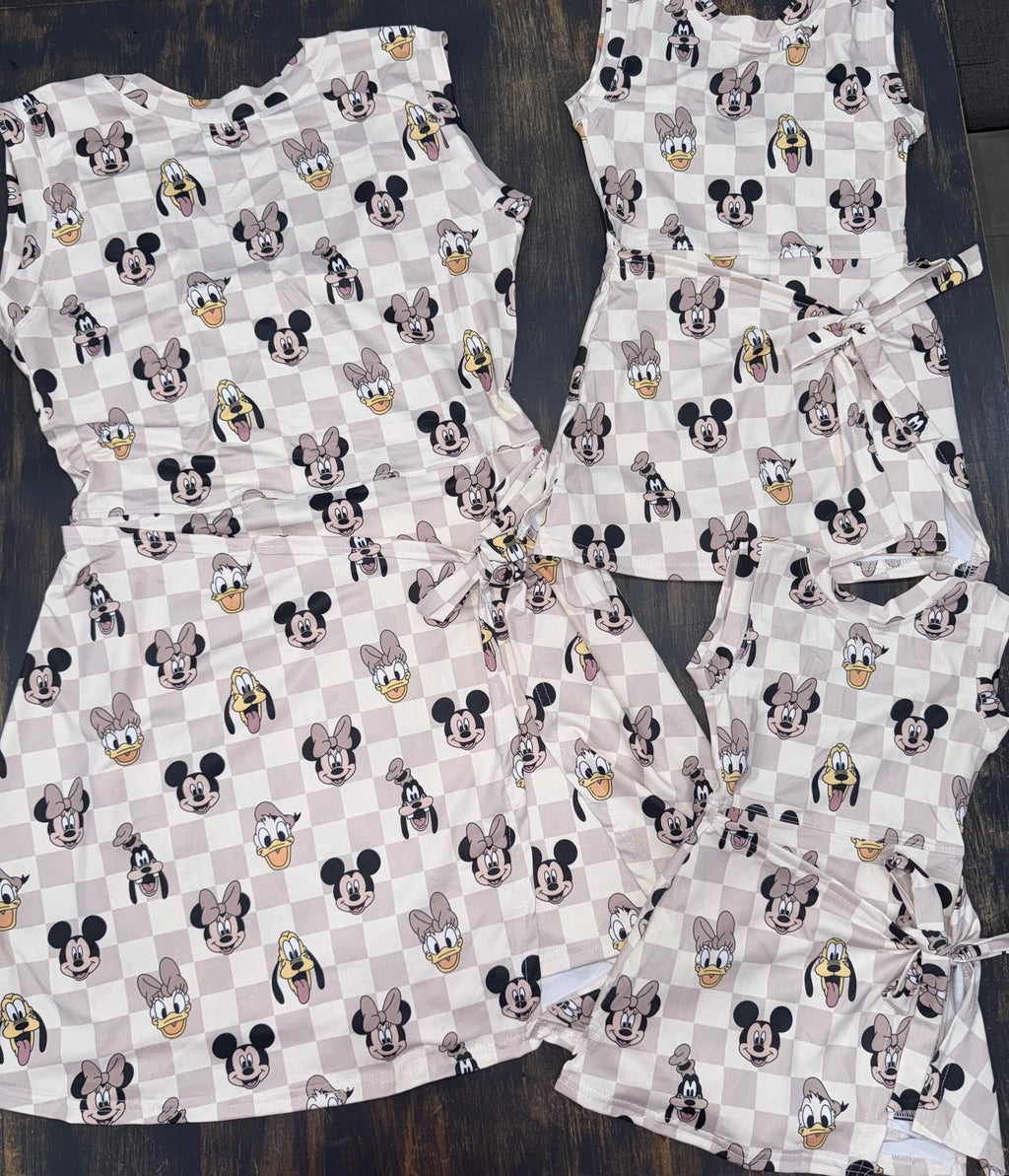 Disney Mickey and Friends Beige light weight Dress, Disney Tennis Dress,  Women and Girls Sizes. READY TO SHIP- Will Not Restock