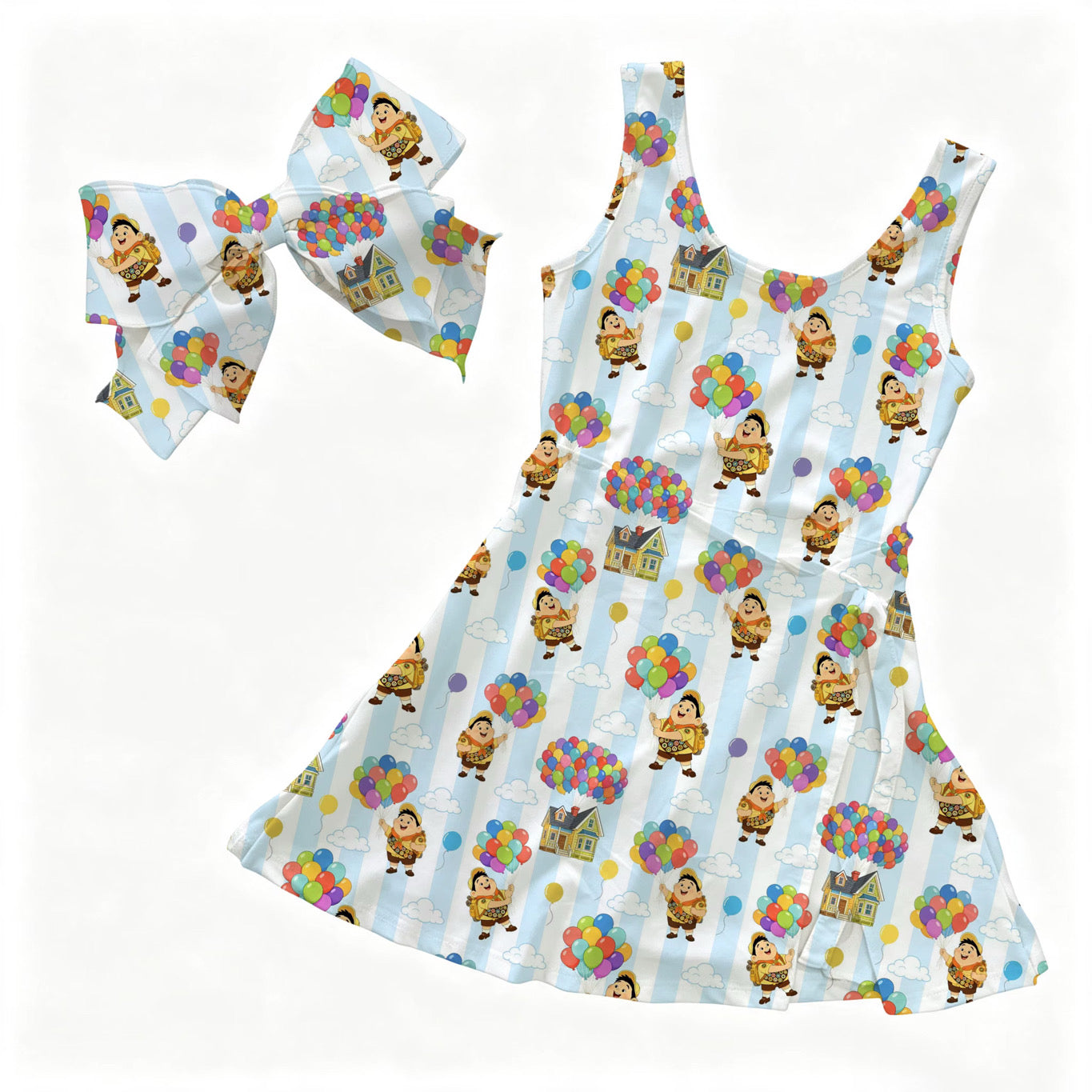 Wilderness Explorer Stripes Wrap Dress Girls and Women with Hair Bow