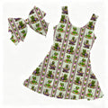 Garden  Friends Stripes Wrap Dress Girls and Women with Hair Bow