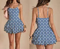 1-Ready to Ship Blue Ginham Short Flowy Athletic Tennis Dress,  Women and Girls Sizes (Copy)