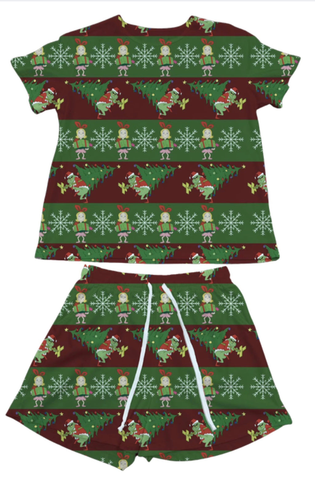 Grinch Stripe dark Waffle Knit Child and Women 100% Cotton