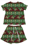 Grinch Stripe dark Waffle Knit Child and Women 100% Cotton