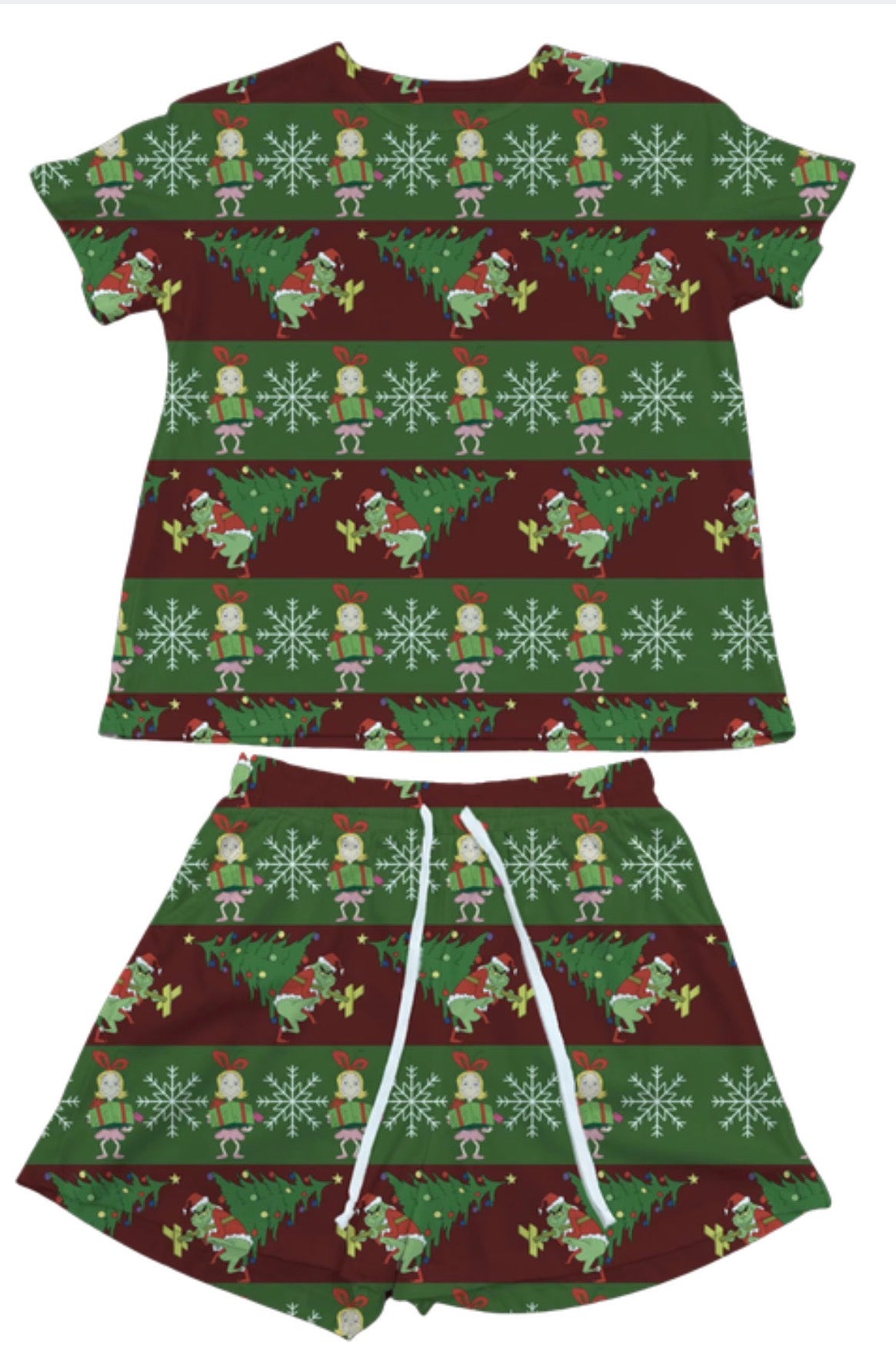 Grinch Stripe dark Waffle Knit Child and Women 100% Cotton