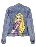 Princess Denim Disney Jacket, Custon  Disney Jean Jacket, Pearl Embellished Jacket, Disney Trip Outfit Disneyland Jacket, Disney World Outfi