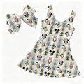 Park Hopper Friends Stripes Wrap Dress Girls and Women with Hair Bow