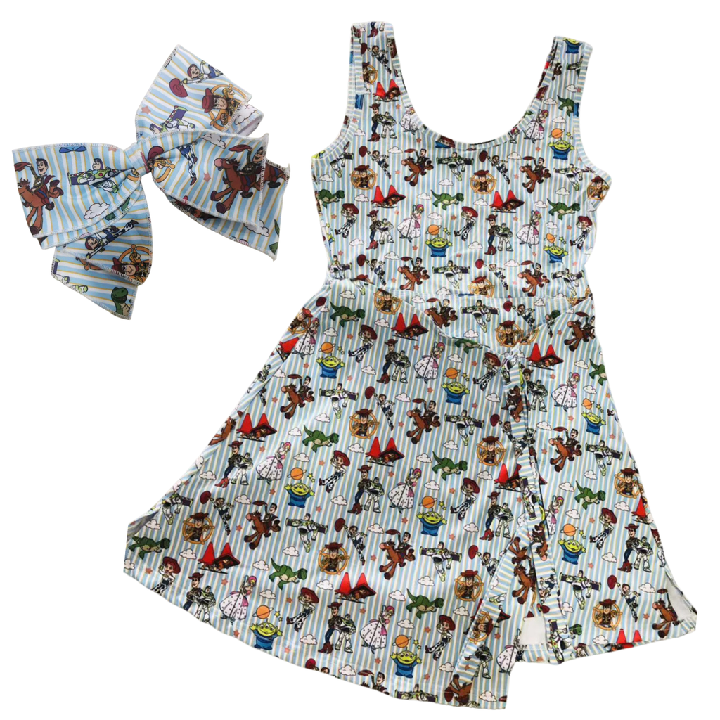 Toy Story Wrap Dress Girls and Women with Hair Bow