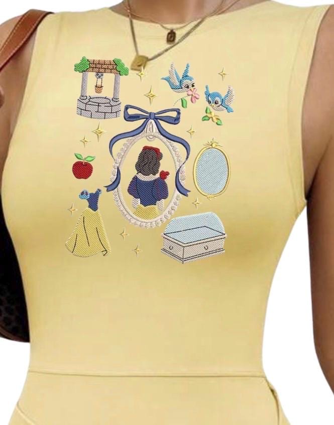 Snow White Disney Tennis Dress, Disney Outfit For Women, Snow White embroidered dress