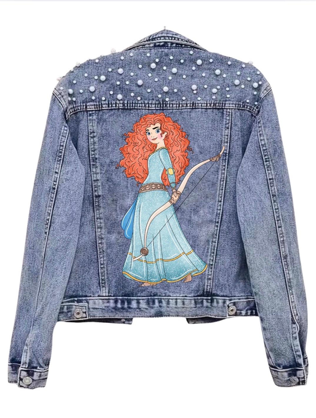 Princess Denim Disney Jacket, Custon  Disney Jean Jacket, Pearl Embellished Jacket, Disney Trip Outfit Disneyland Jacket, Disney World Outfi