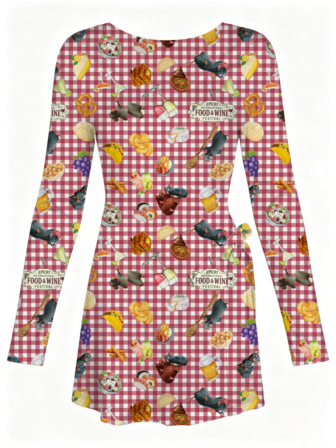 LONG SLEEVE Remy Food and Wine Wrap Dress Girls and Women with Hair Bow