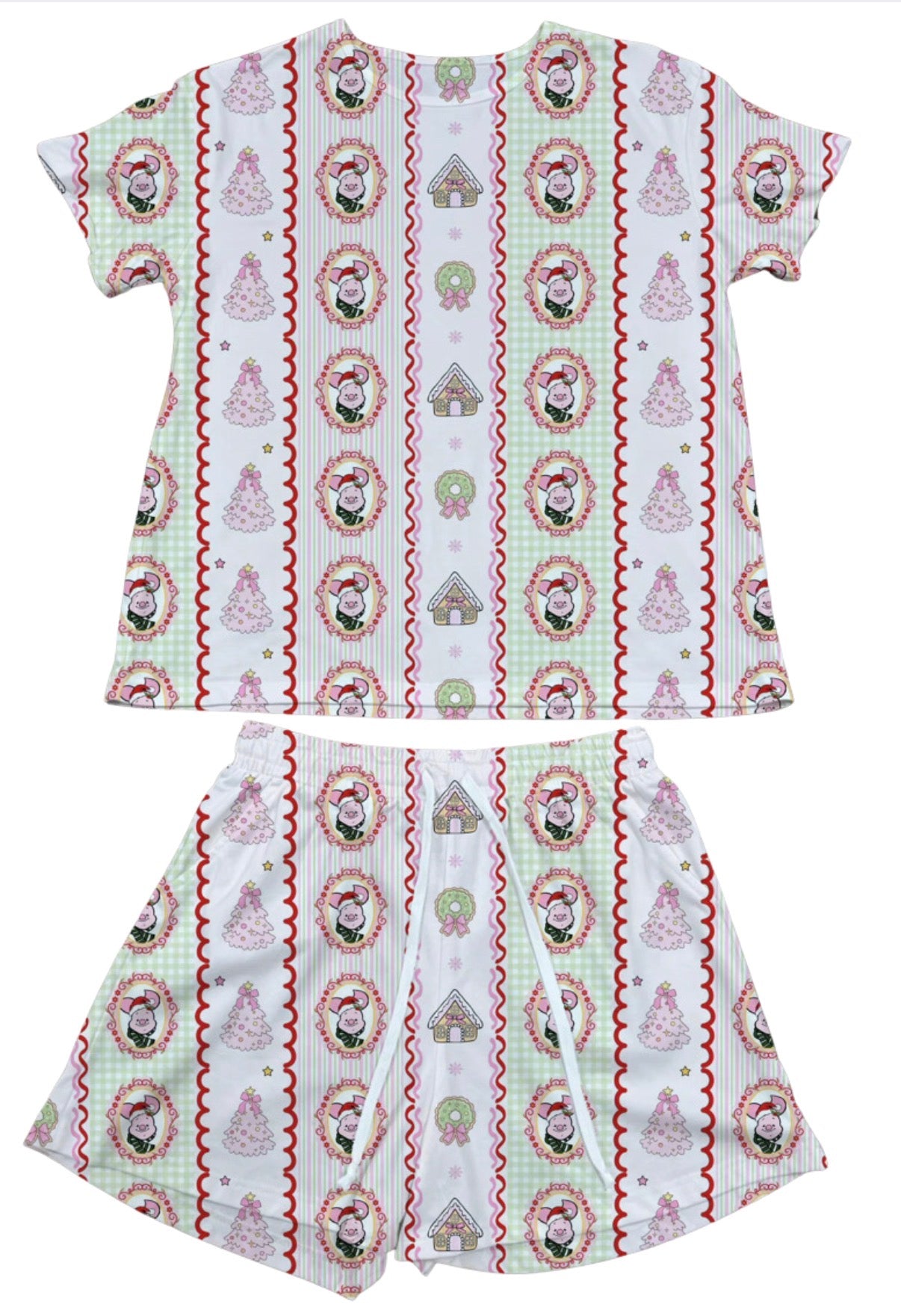 Piglet Christmas Stripe Waffle Knit Child and Women 100% Cotton