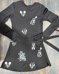 Black Longsleeve white mickey and friends Disney Tennis Dress, Disney Outfit For Women, Mickey dress long sleeve