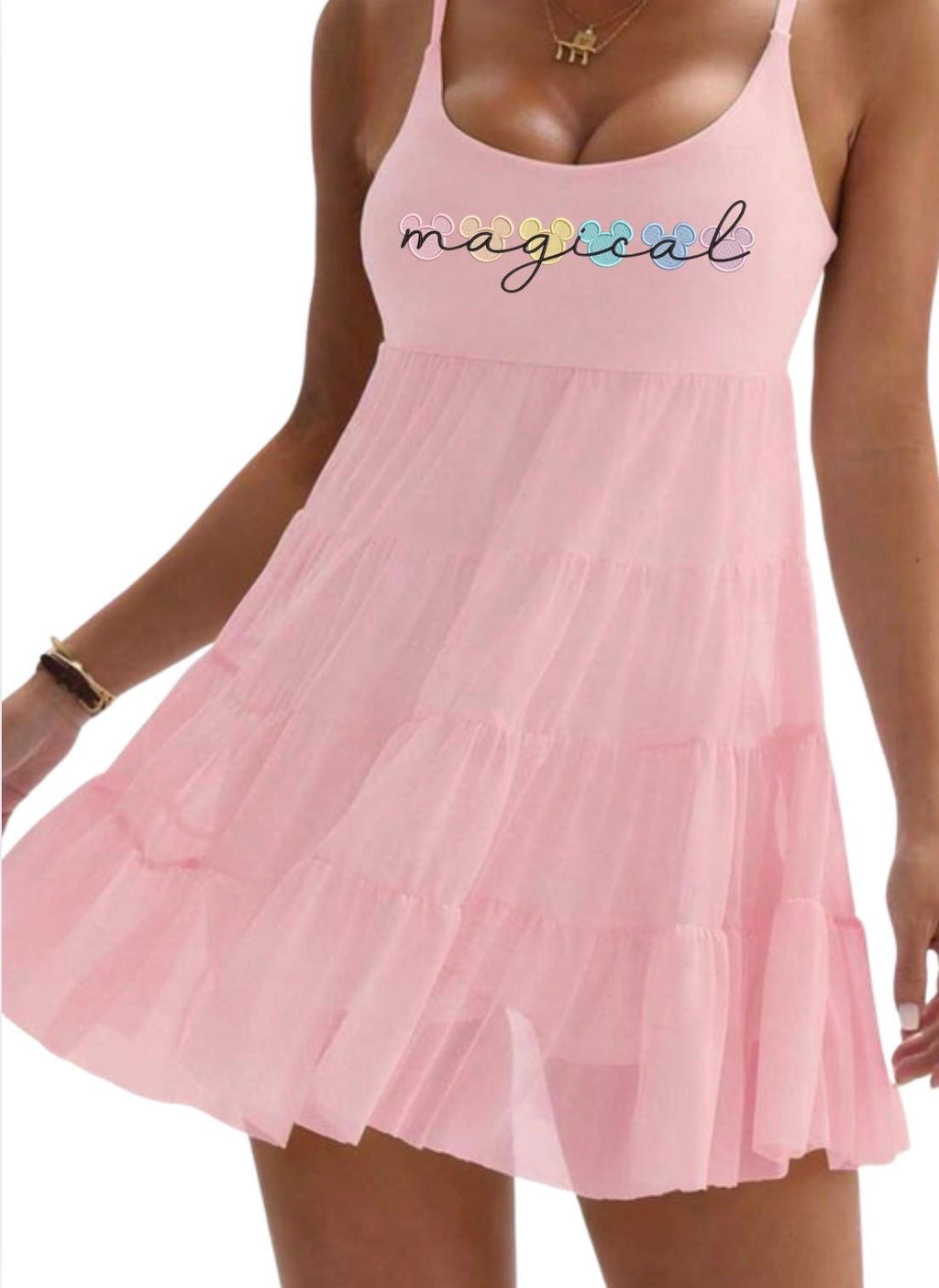 Pink Pastel Magical Disney flowy Tennis Dress, Disney Outfit For Women, Mickey Pasteld
