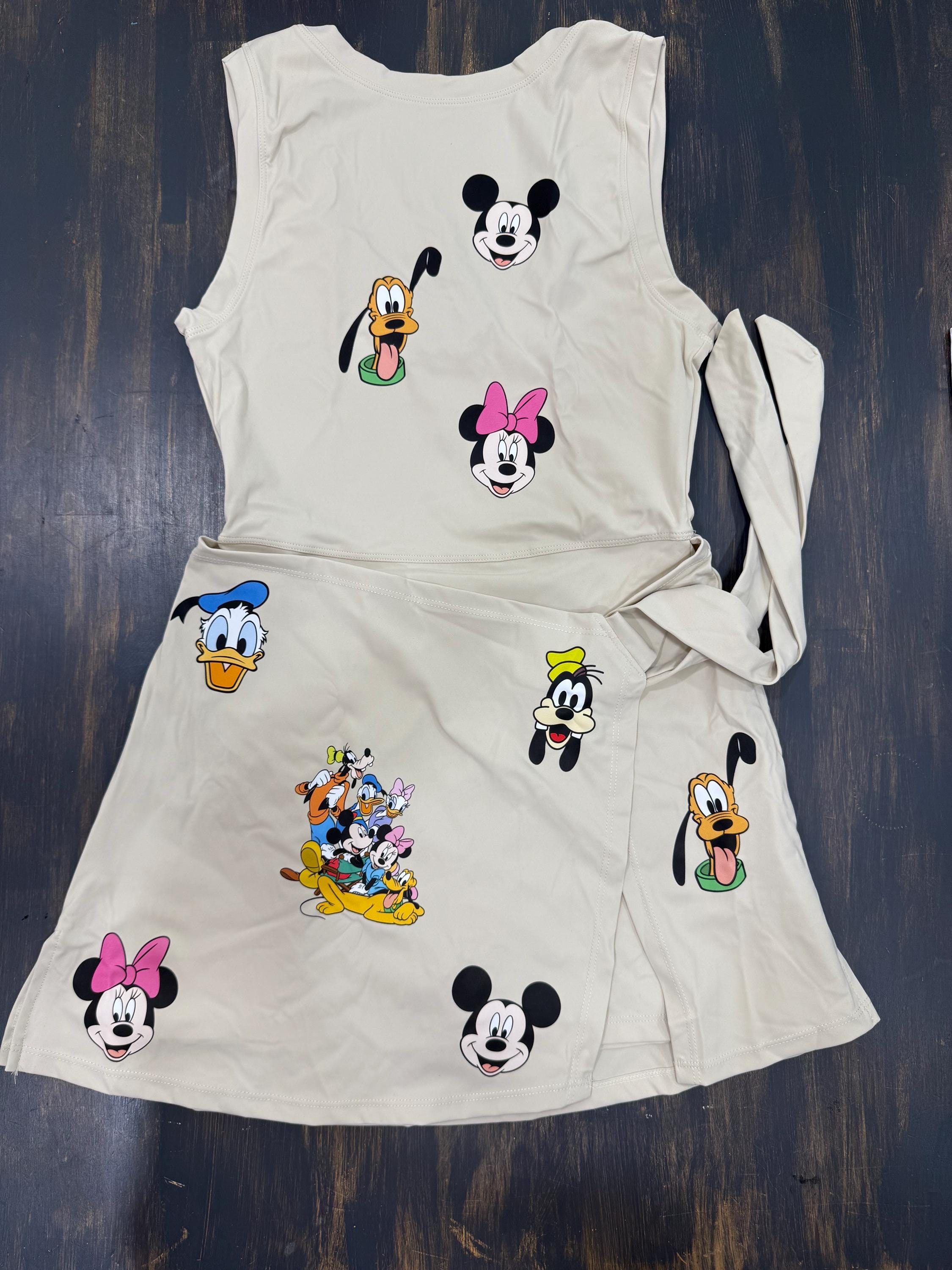 Disney Tennis Dress, Disney Outfit, PINK or NUDE Mickey and Friends Athletic Dress.