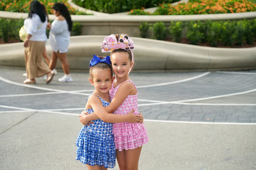 1-Ready to Ship Blue Ginham Short Flowy Athletic Tennis Dress,  Women and Girls Sizes