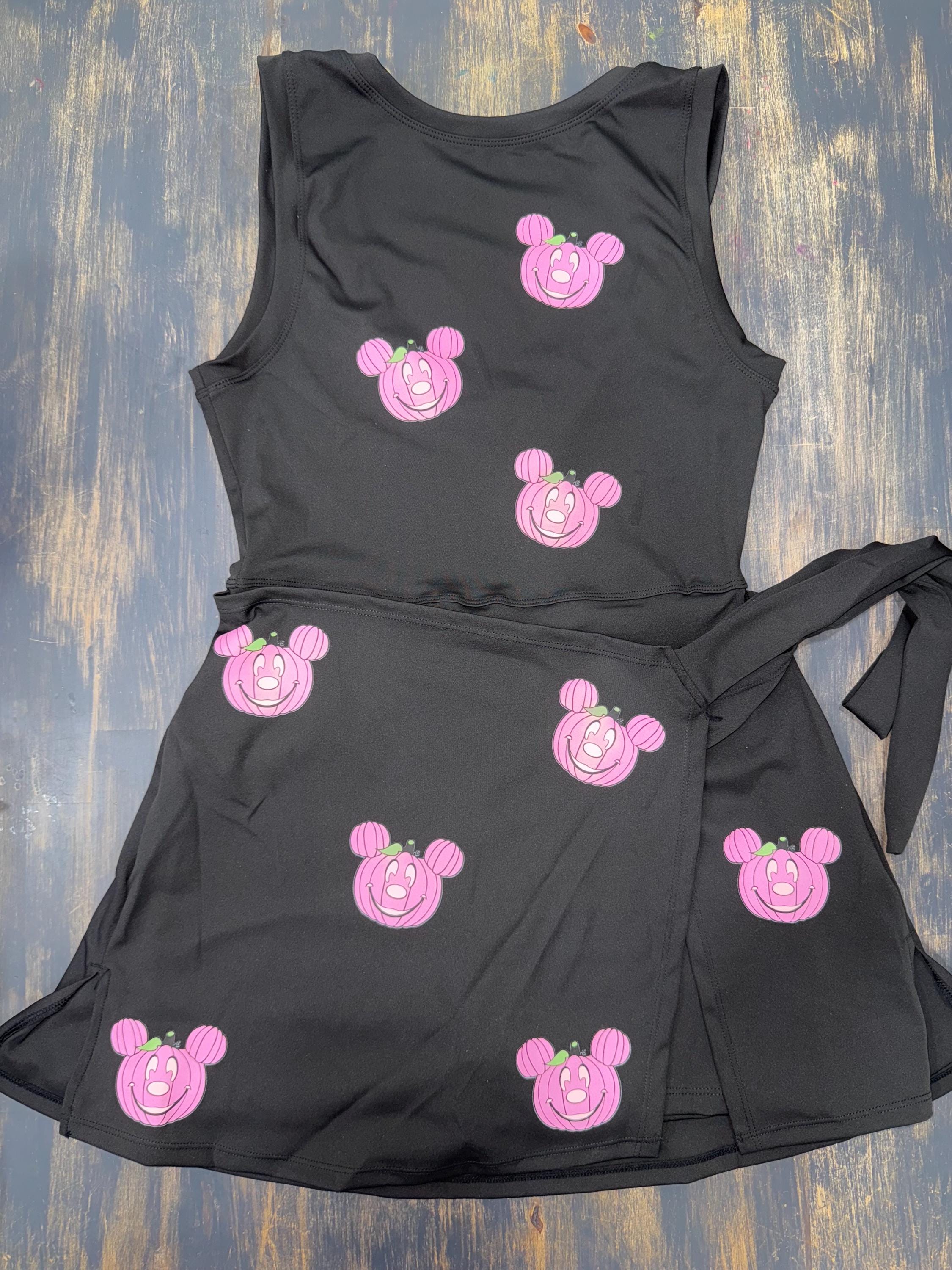 Halloween Disney Tennis Dress, Disney Outfit For Women, Mickey Pink Pumpkins