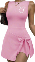 Disney Tennis Dress, Pink with White Mickey embroidered Disney Outfit For Women, Subtle Disney Dress