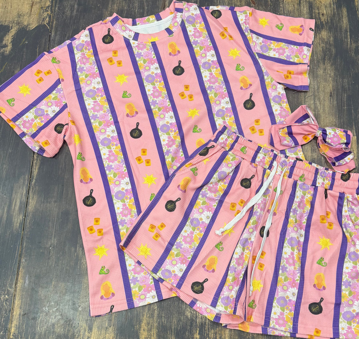 Rapunzel Stripes Waffle Knit Set Child and Women