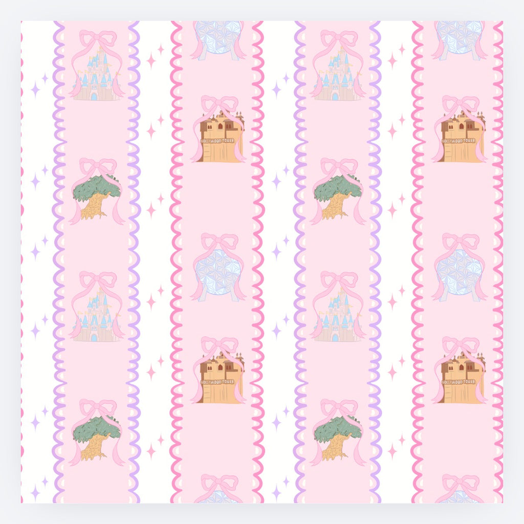 Pink Park Stripe Hair Bow Clips