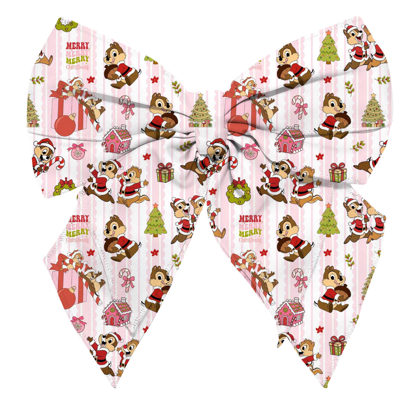 Chip and Dale Christmas Pin Stripe Waffle Knit Child and Women 100% Cotton