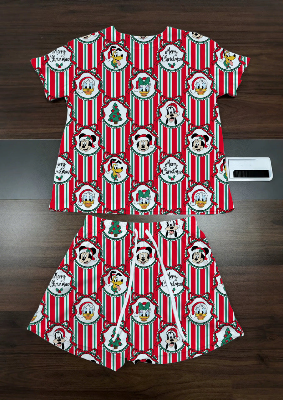 Christmas Friends Stripes Waffle Knit Child and Women 100% Cotton