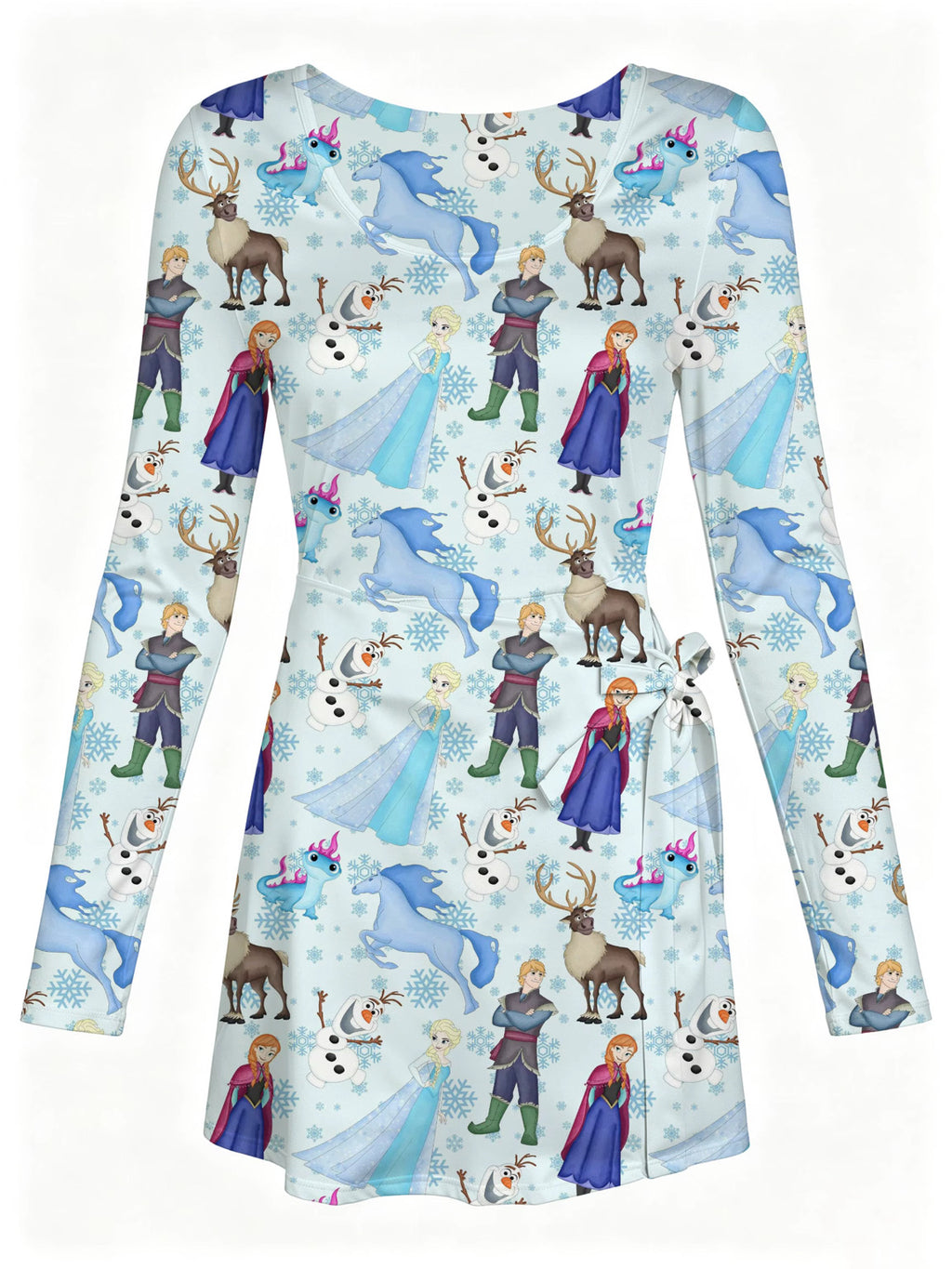 LONG SLEEVE Frozen Wrap Dress Girls and Women with Hair Bow
