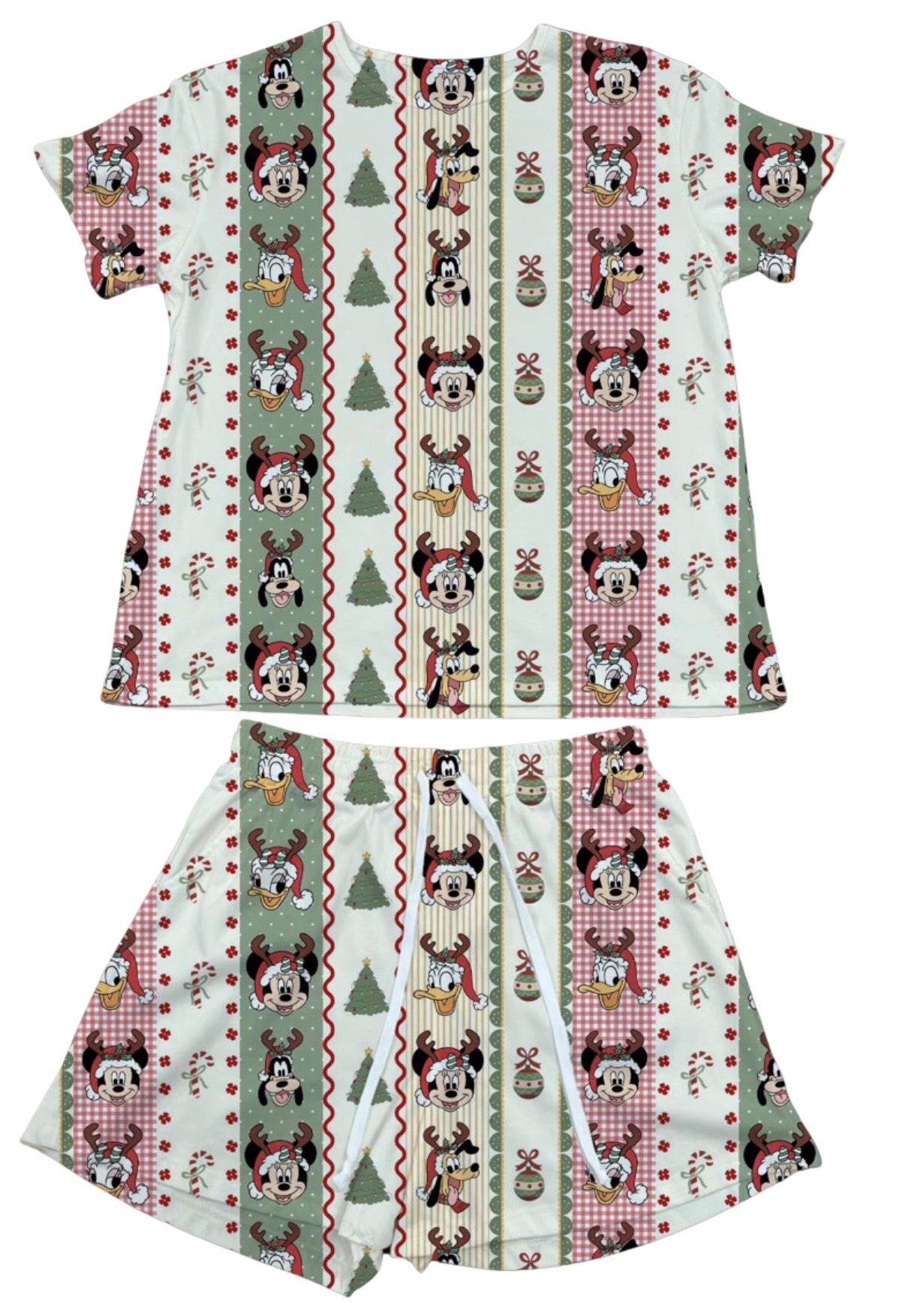 Mickey and Friends Christmas Stripe Waffle Knit Child and Women 100% Cotton