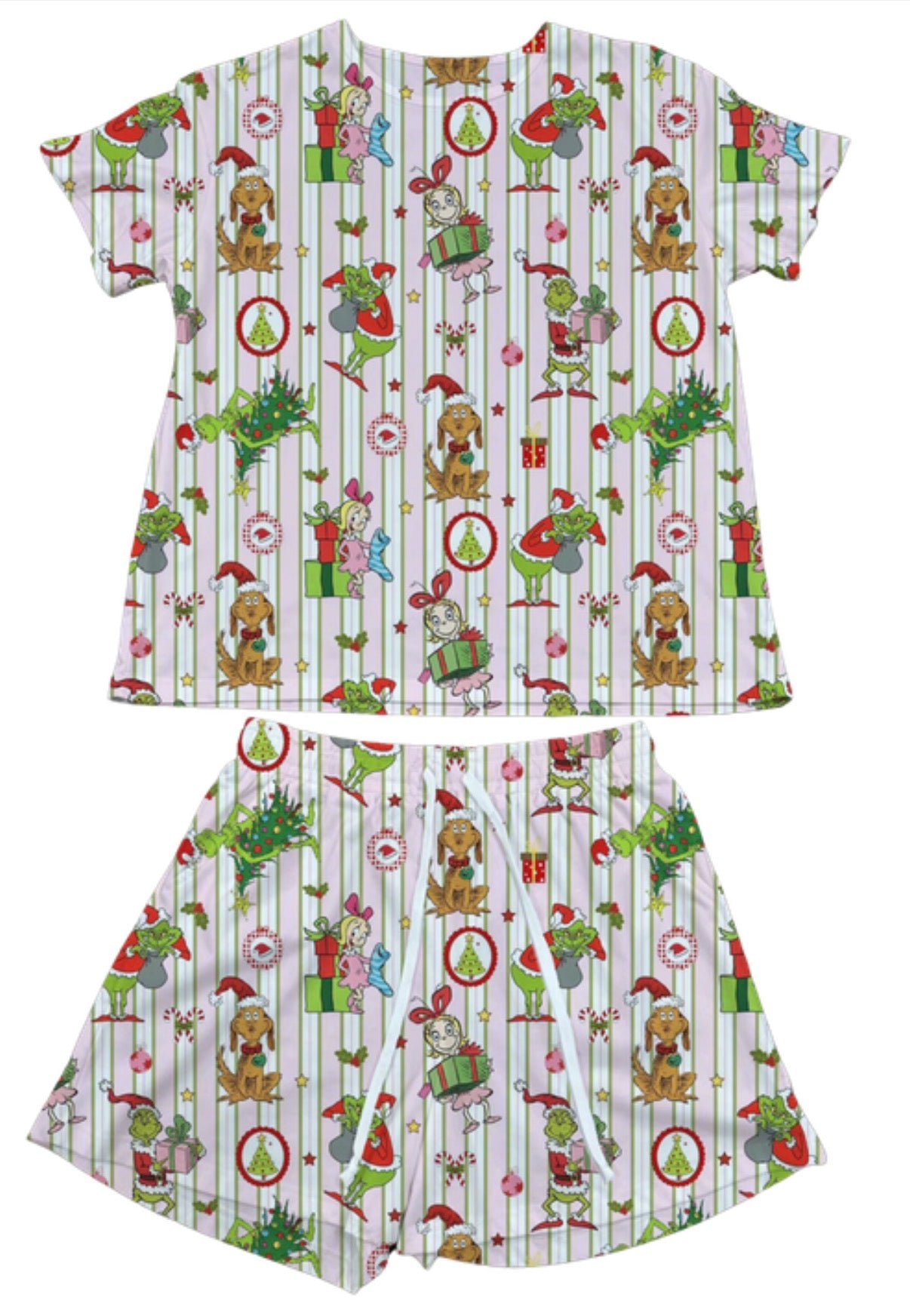 Grinch Pin Stripe Waffle Knit Child and Women 100% Cotton