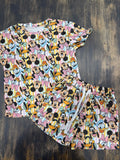 Pastel Mickey and Friends Stripes Waffle Knit Set Child and Women