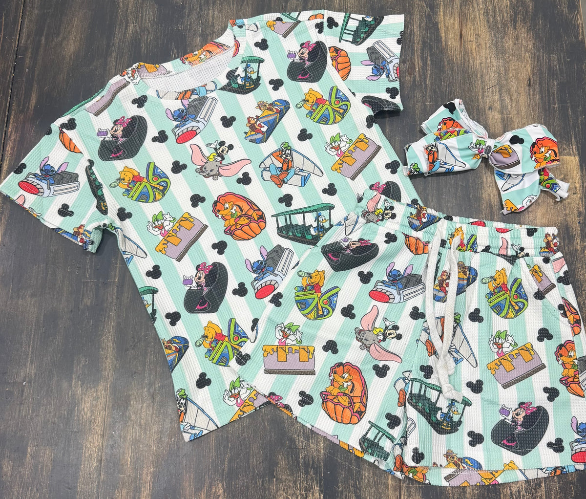 Park Rides Stripes Waffle Knit Set Child and Women