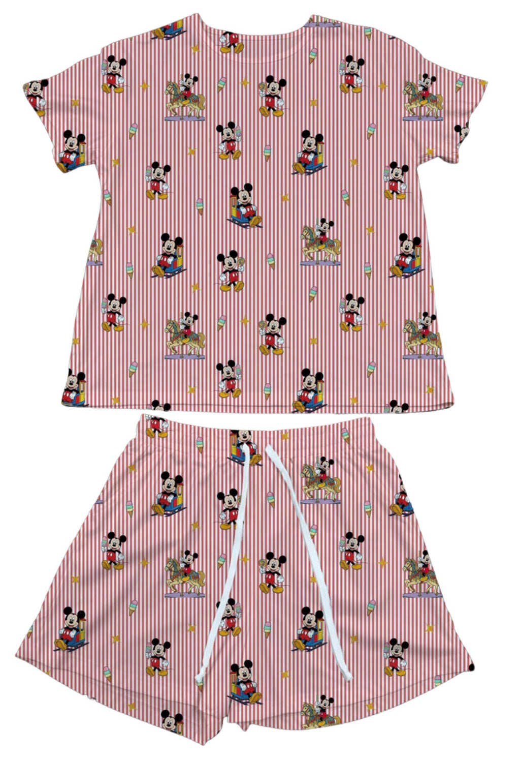 Mickey Pin Stripe Waffle Knit Child and Women 100% Cotton
