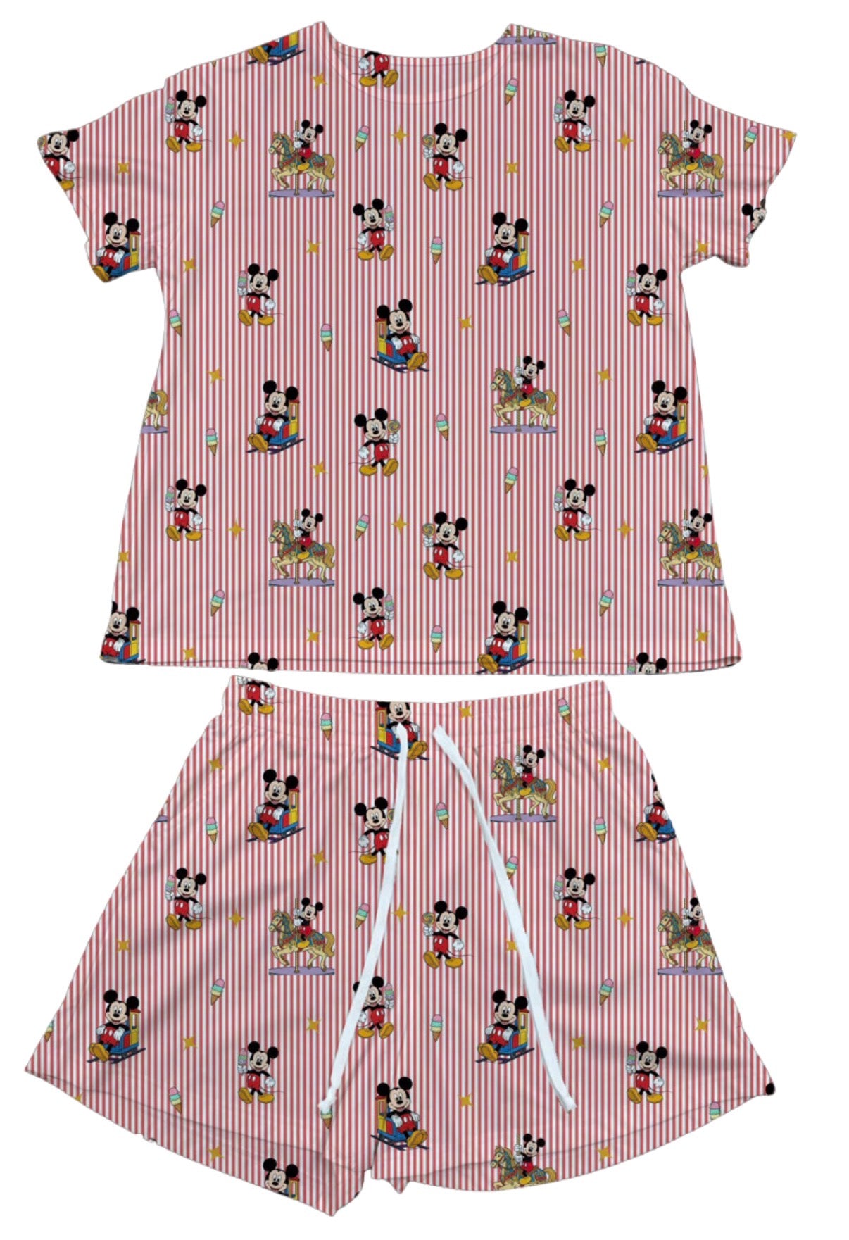 Mickey Pin Stripe Waffle Knit Child and Women 100% Cotton