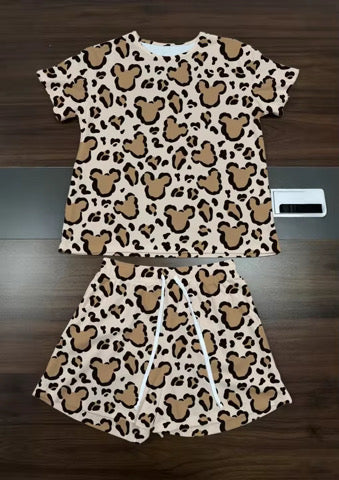 Mickey Leopard Waffle Knit Child and Women 100% Cotton