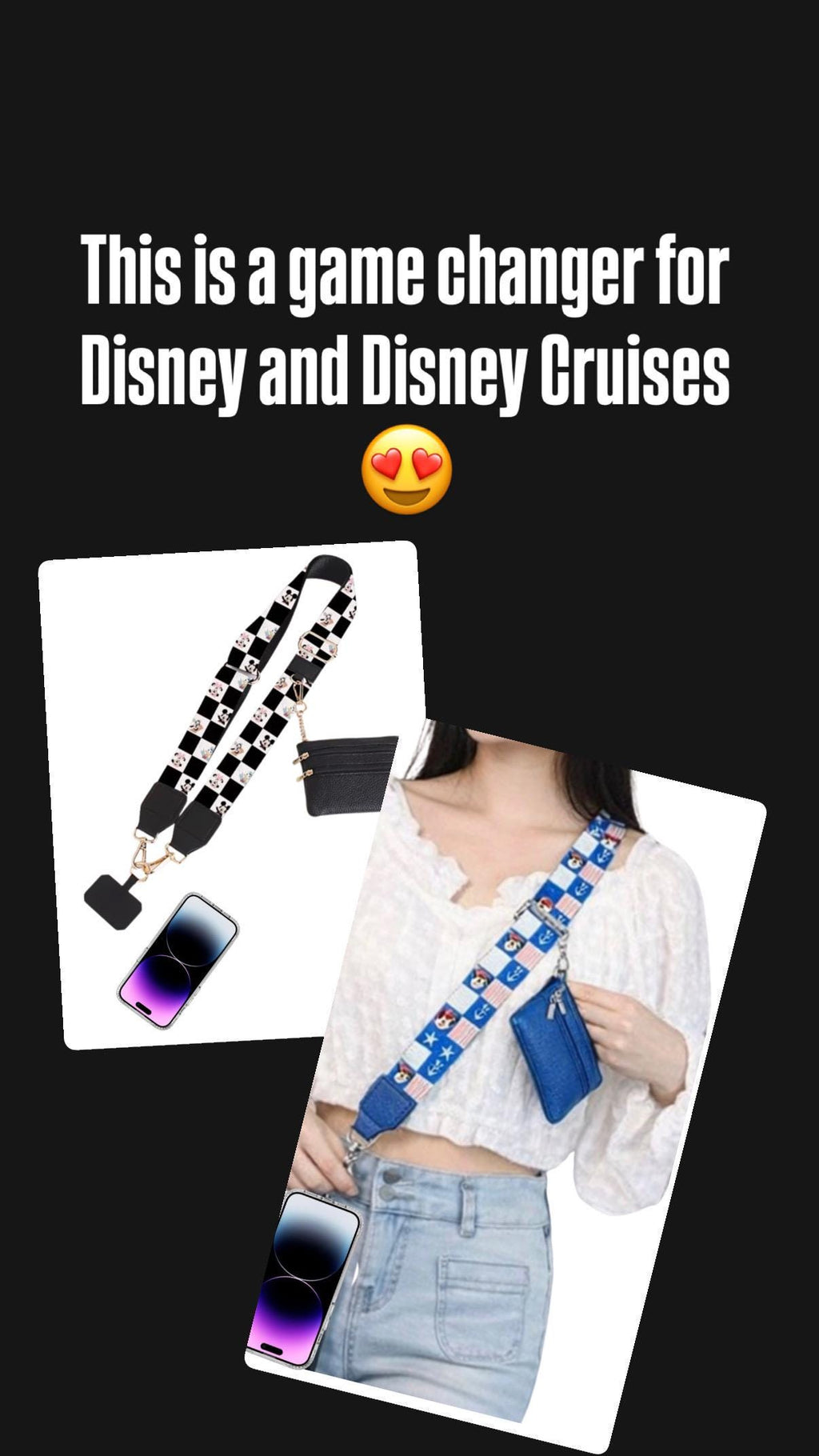 Hands-Free Phone Crossbody Strap with Mini Wallet Perfect for Disney Theme Parks Or Disney Cruise & Everyday Pre-Order Only