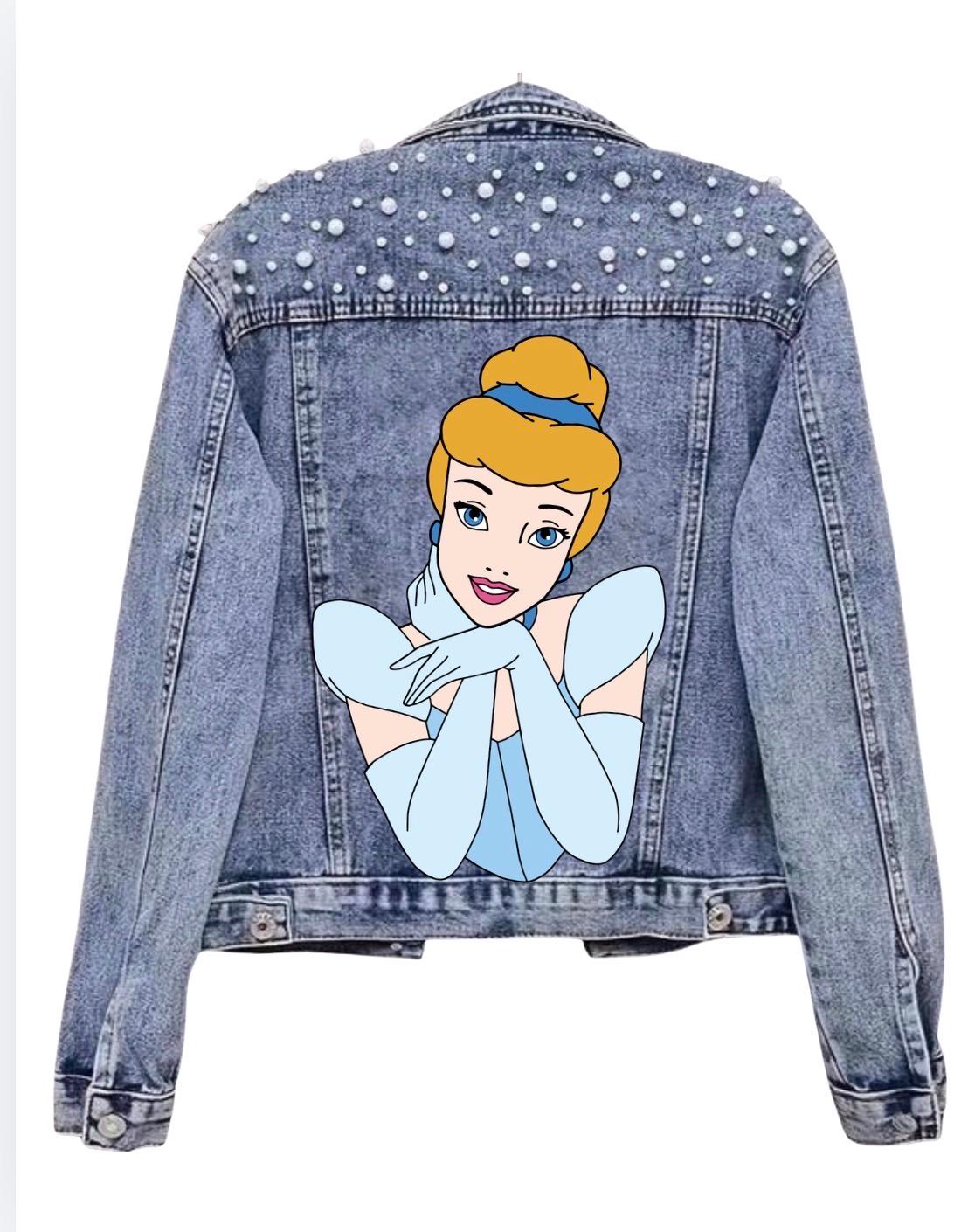 Princess Denim Disney Jacket, Custon  Disney Jean Jacket, Pearl Embellished Jacket, Disney Trip Outfit Disneyland Jacket, Disney World Outfi