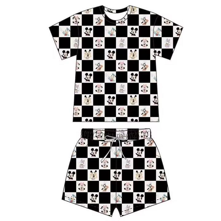 1 Ready To Ship Mouse and friends Checkers  Waffle Knit Set Mommy and Me