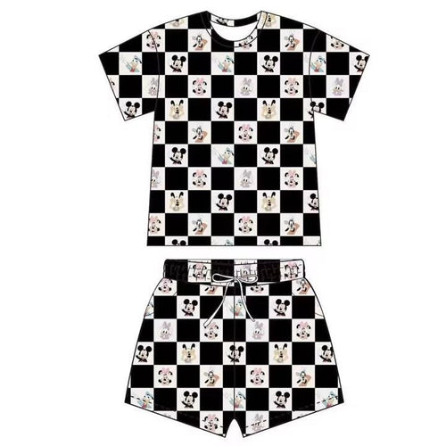 1 Ready To Ship Mouse and friends Checkers  Waffle Knit Set Mommy and Me