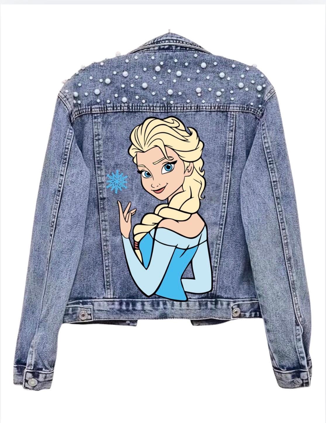 Princess Denim Disney Jacket, Custon  Disney Jean Jacket, Pearl Embellished Jacket, Disney Trip Outfit Disneyland Jacket, Disney World Outfi
