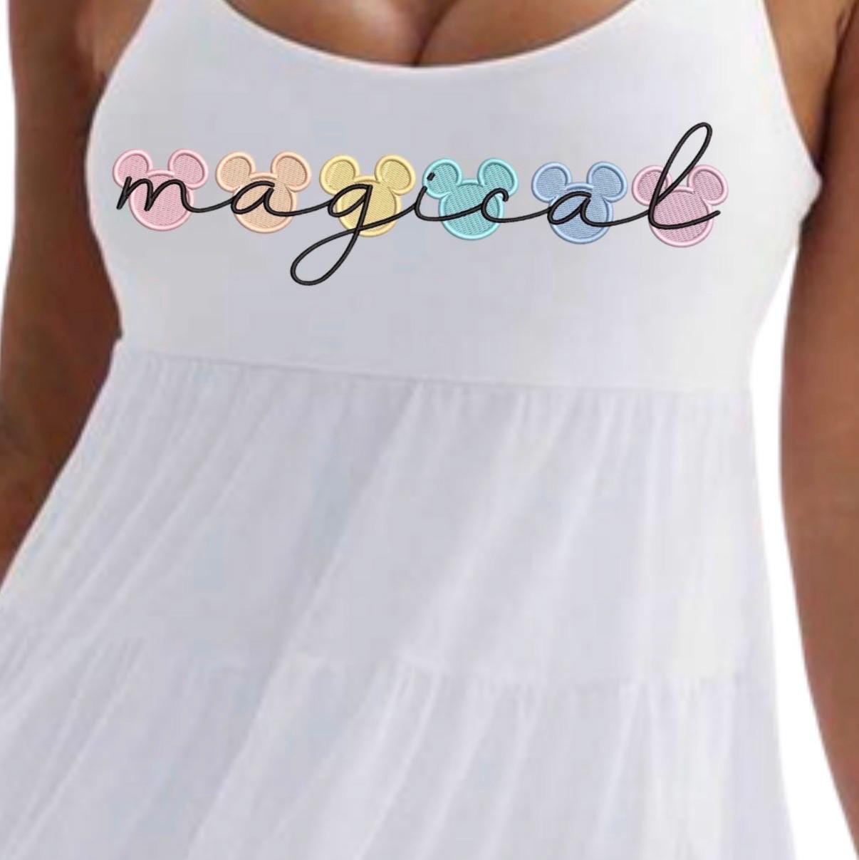 White Pastel Magical Disney flowy Tennis Dress, Disney Outfit For Women, Mickey Pastels