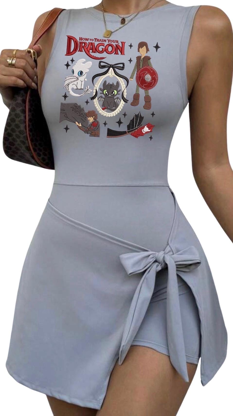 How to train your dragon embroidered Tennis Dress, Embroidered epic Outfit For Women