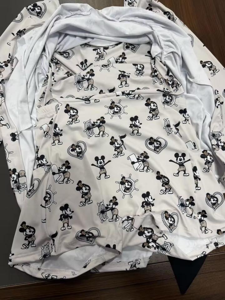 Disney Steamboat Willie Mickey Black Bow long Sleeve Athletic Dress, Shorts Pull Down in the back, Women and Girls Sizes. 1923